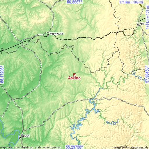 Topographic map of Askino