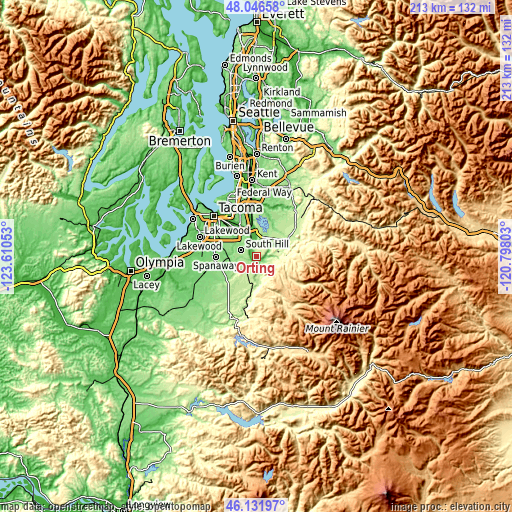 Topographic map of Orting