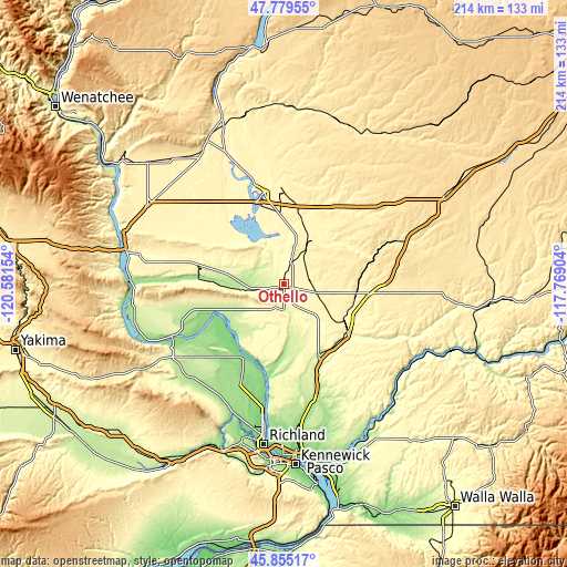 Topographic map of Othello