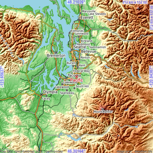 Topographic map of Pacific