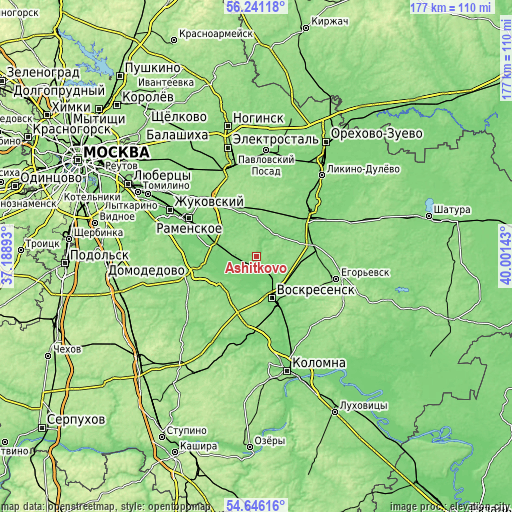 Topographic map of Ashitkovo