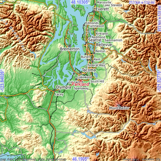 Topographic map of Parkland