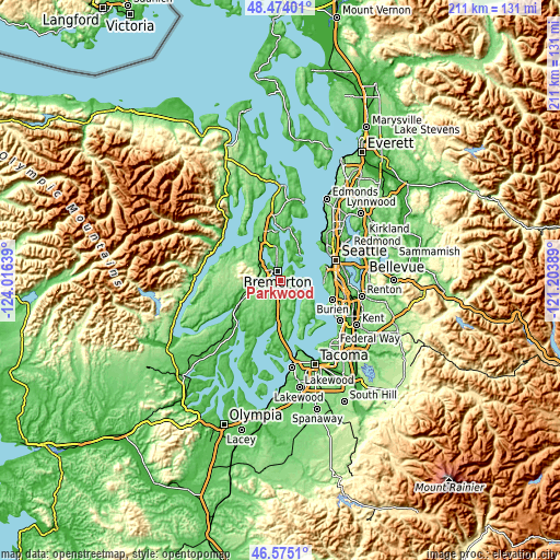 Topographic map of Parkwood