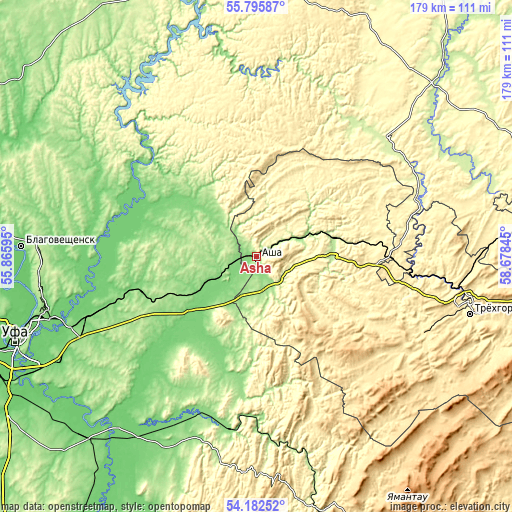 Topographic map of Asha