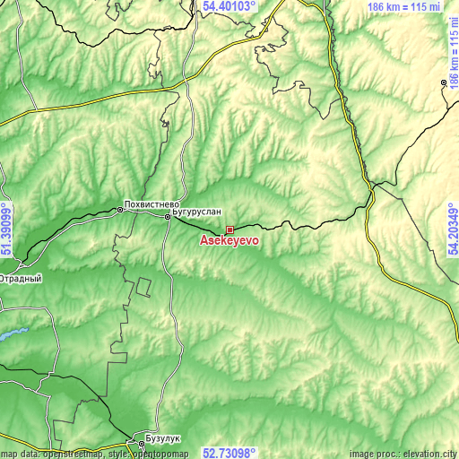 Topographic map of Asekeyevo