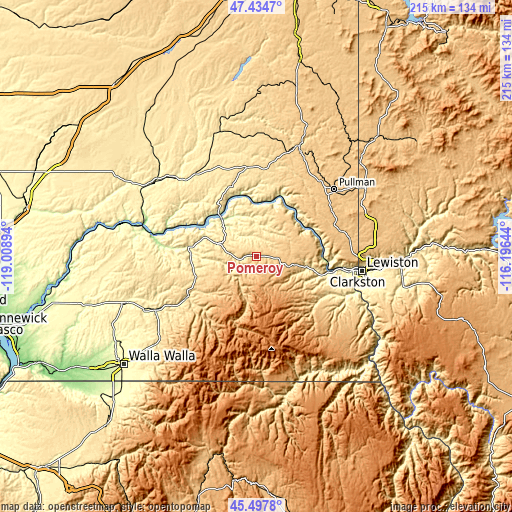 Topographic map of Pomeroy