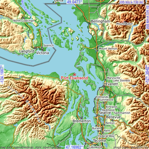 Topographic map of Port Townsend