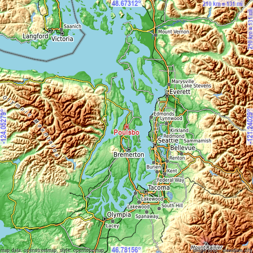 Topographic map of Poulsbo