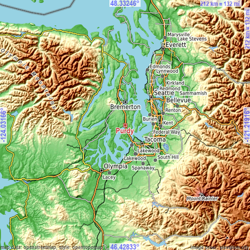 Topographic map of Purdy