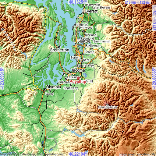 Topographic map of Puyallup