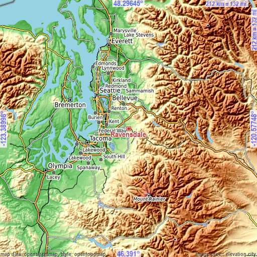 Topographic map of Ravensdale