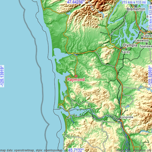 Topographic map of Raymond