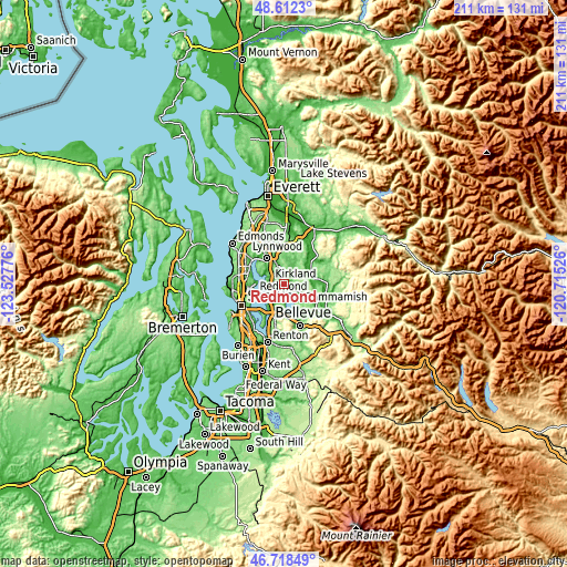 Topographic map of Redmond