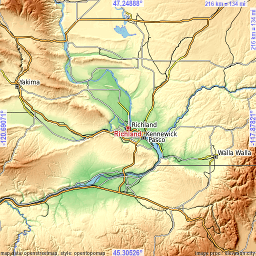 Topographic map of Richland