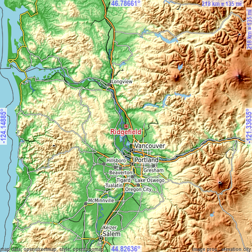 Topographic map of Ridgefield