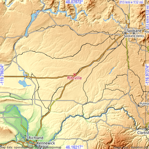 Topographic map of Ritzville