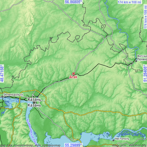 Topographic map of Arsk
