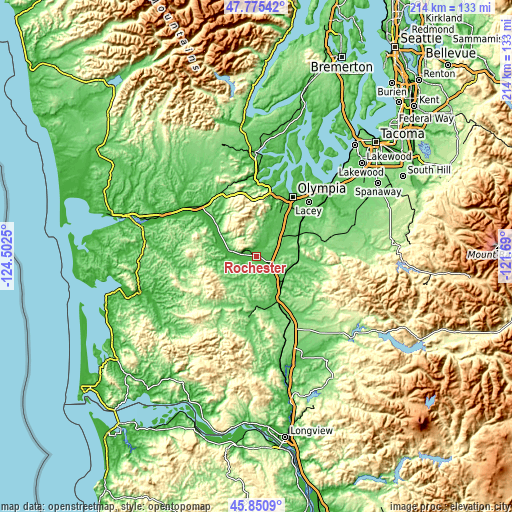 Topographic map of Rochester