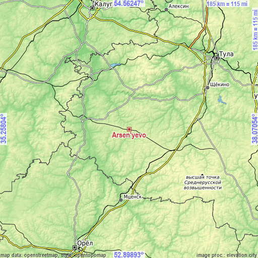 Topographic map of Arsen’yevo