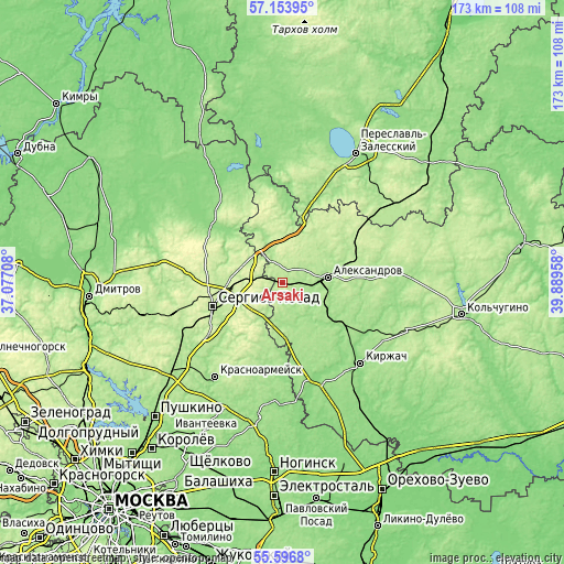 Topographic map of Arsaki