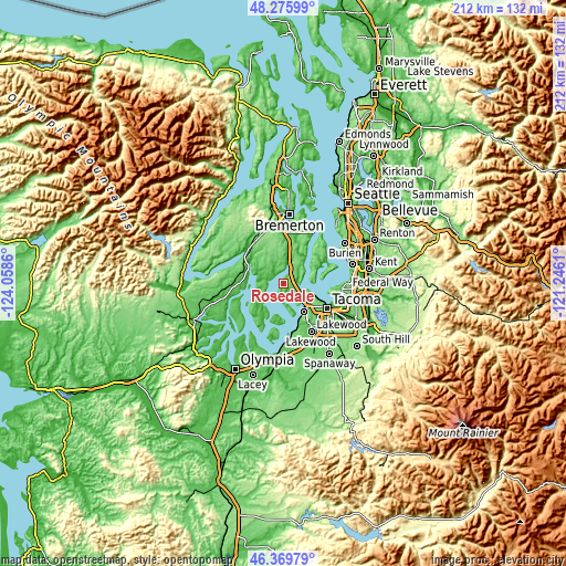 Topographic map of Rosedale