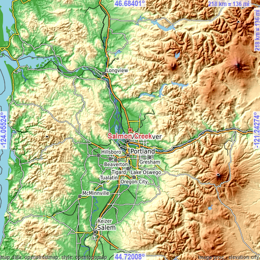 Topographic map of Salmon Creek