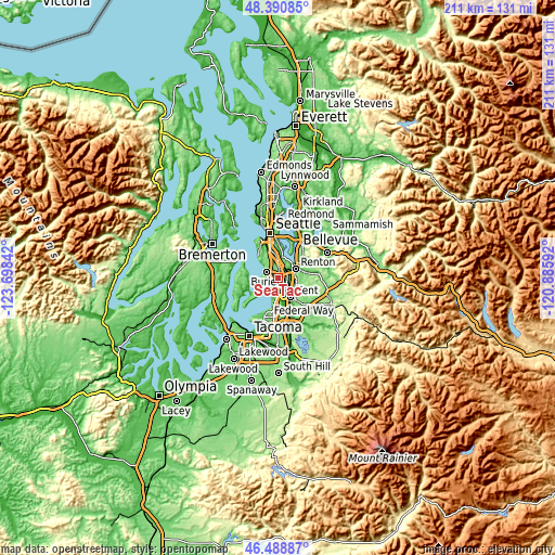 Topographic map of SeaTac