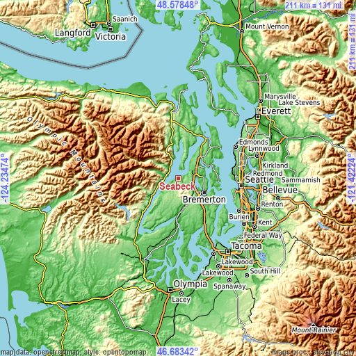 Topographic map of Seabeck