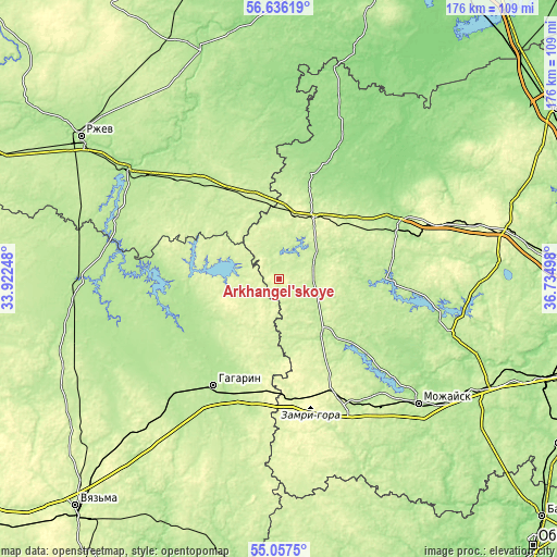 Topographic map of Arkhangel’skoye