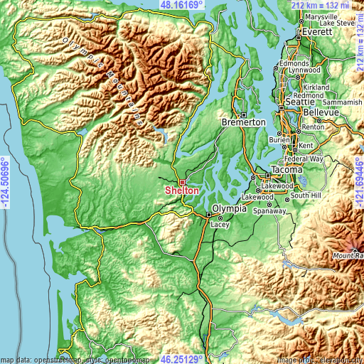 Topographic map of Shelton