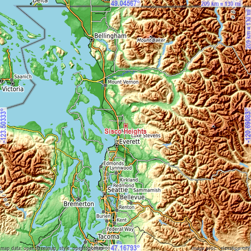 Topographic map of Sisco Heights