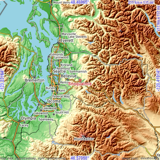 Topographic map of Snoqualmie