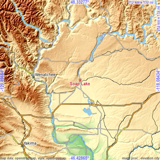 Topographic map of Soap Lake