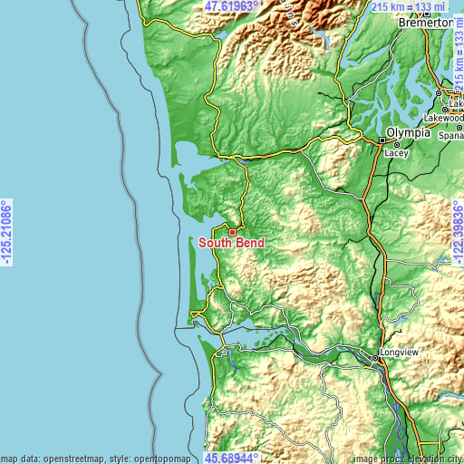 Topographic map of South Bend