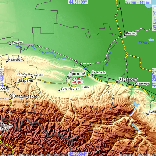Topographic map of Argun