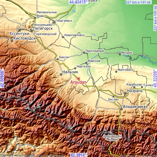 Topographic map of Argudan