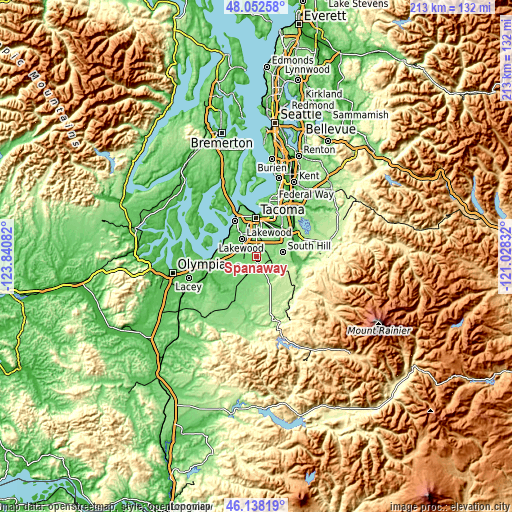 Topographic map of Spanaway