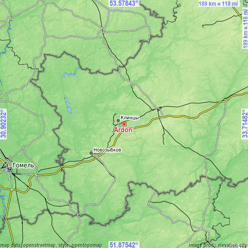 Topographic map of Ardon’