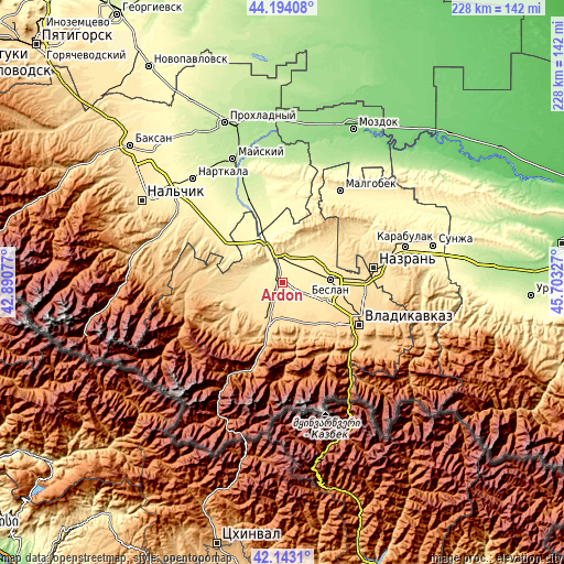 Topographic map of Ardon