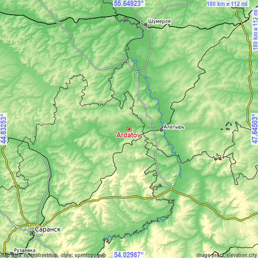 Topographic map of Ardatov