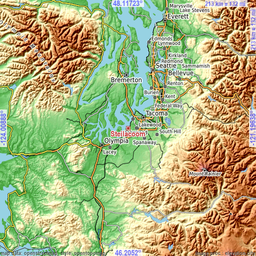 Topographic map of Steilacoom