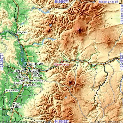 Topographic map of Stevenson