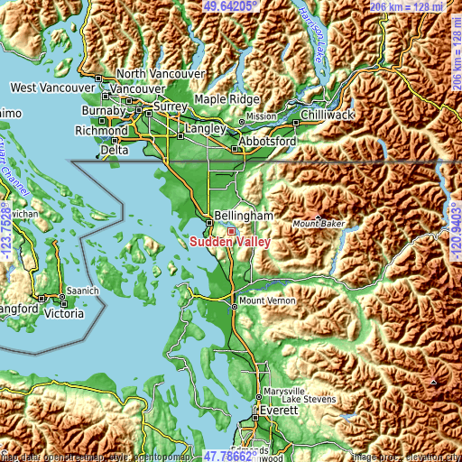 Topographic map of Sudden Valley