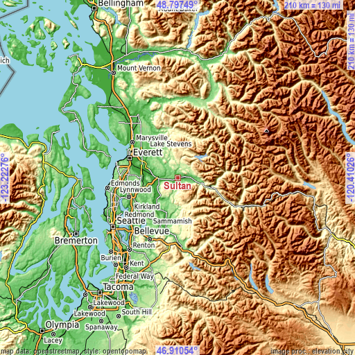 Topographic map of Sultan