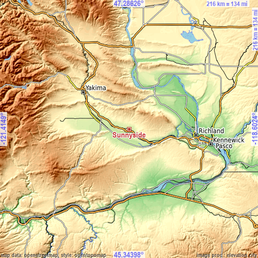 Topographic map of Sunnyside