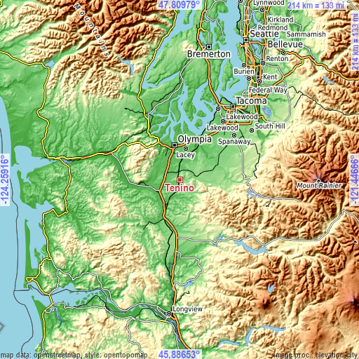 Topographic map of Tenino