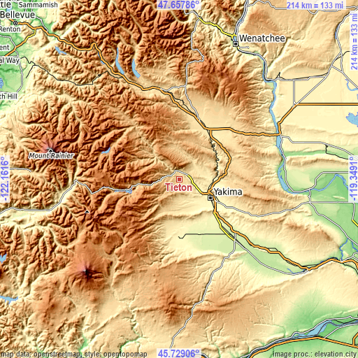 Topographic map of Tieton