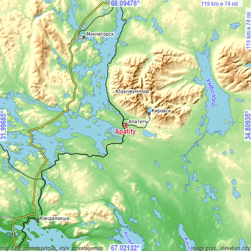 Topographic map of Apatity