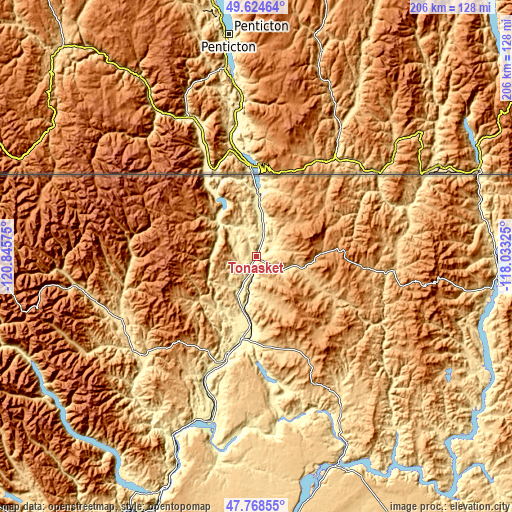 Topographic map of Tonasket