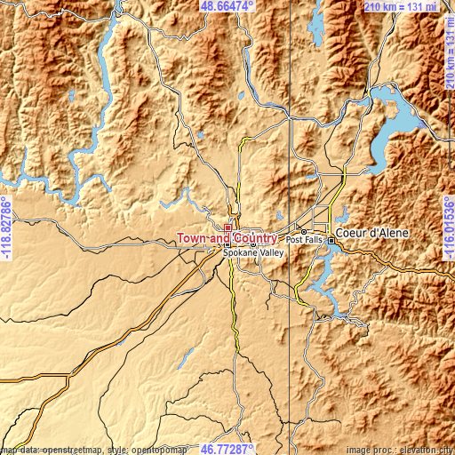 Topographic map of Town and Country